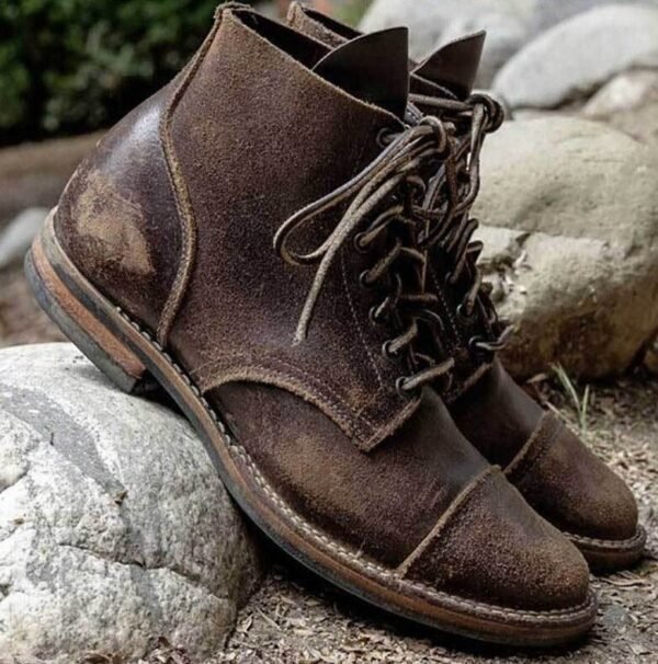 Cool youth outfitFront Strap Round Toe Motorcycle Boots - 图片 3